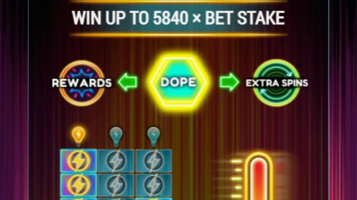 Dopamine Rush Dice neon arcade theme slot machine