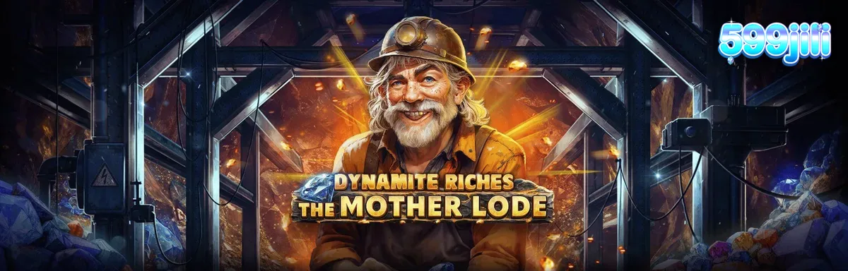 Dynamite Riches The Mother Lode slot interface na may mga gintong simbolo at mining theme